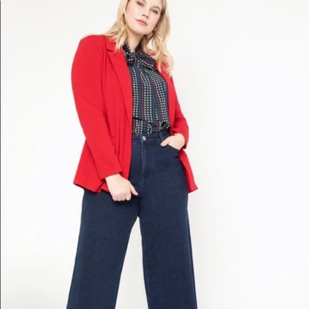 Eloquii Red Ponte Lined Blazer Plus Size 24